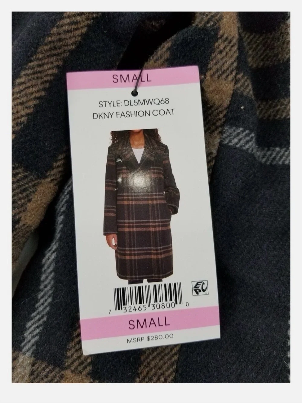 DKNY Navy and Brown Plaid Stylish Comfort for Cooler Weather - Picture 2 of 7